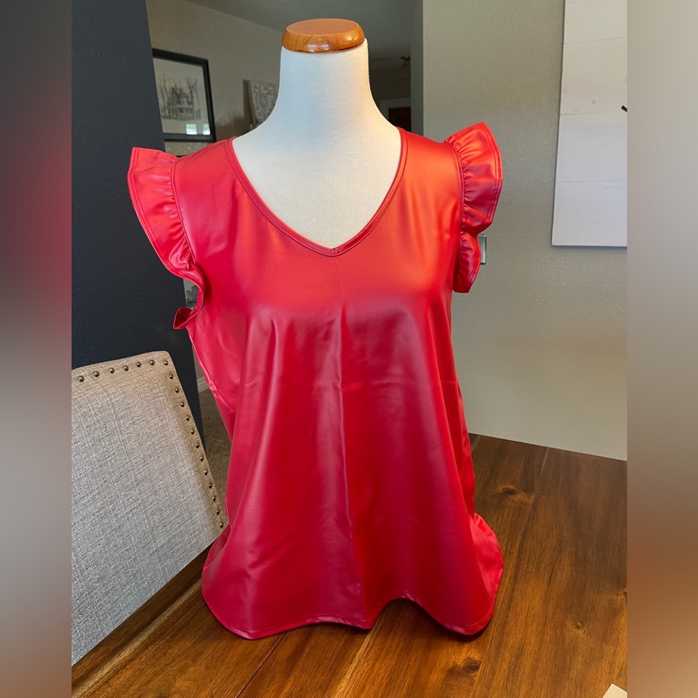 Cotton Bleu pleather blouse